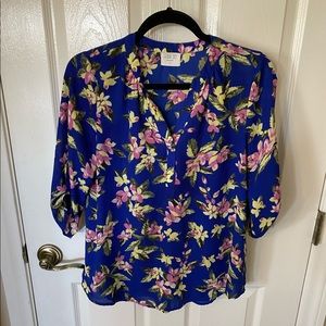 Sienna Sky Purple Floral Print Blouse | Size Med